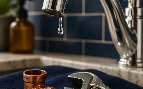 Faucet, copper fitting, and wrench for Grakellis plumbing repair