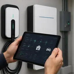 Tesla Powershare Commissioning: Tablet commissioning a home energy system