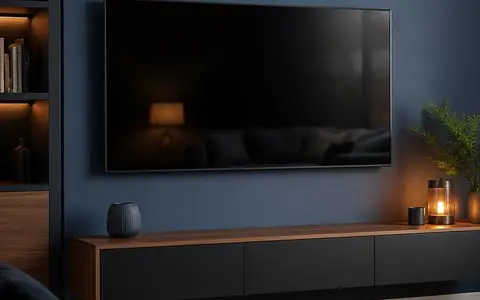 Professionally wall-mounted television with concealed cables